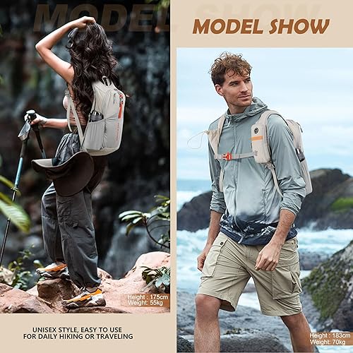 Miniatura 8 de Mochila de senderismo pequeña de 15 litros para hombres y mujeres, plegable, plegable, ultraligera, mochila de senderismo para viajes, campamento al