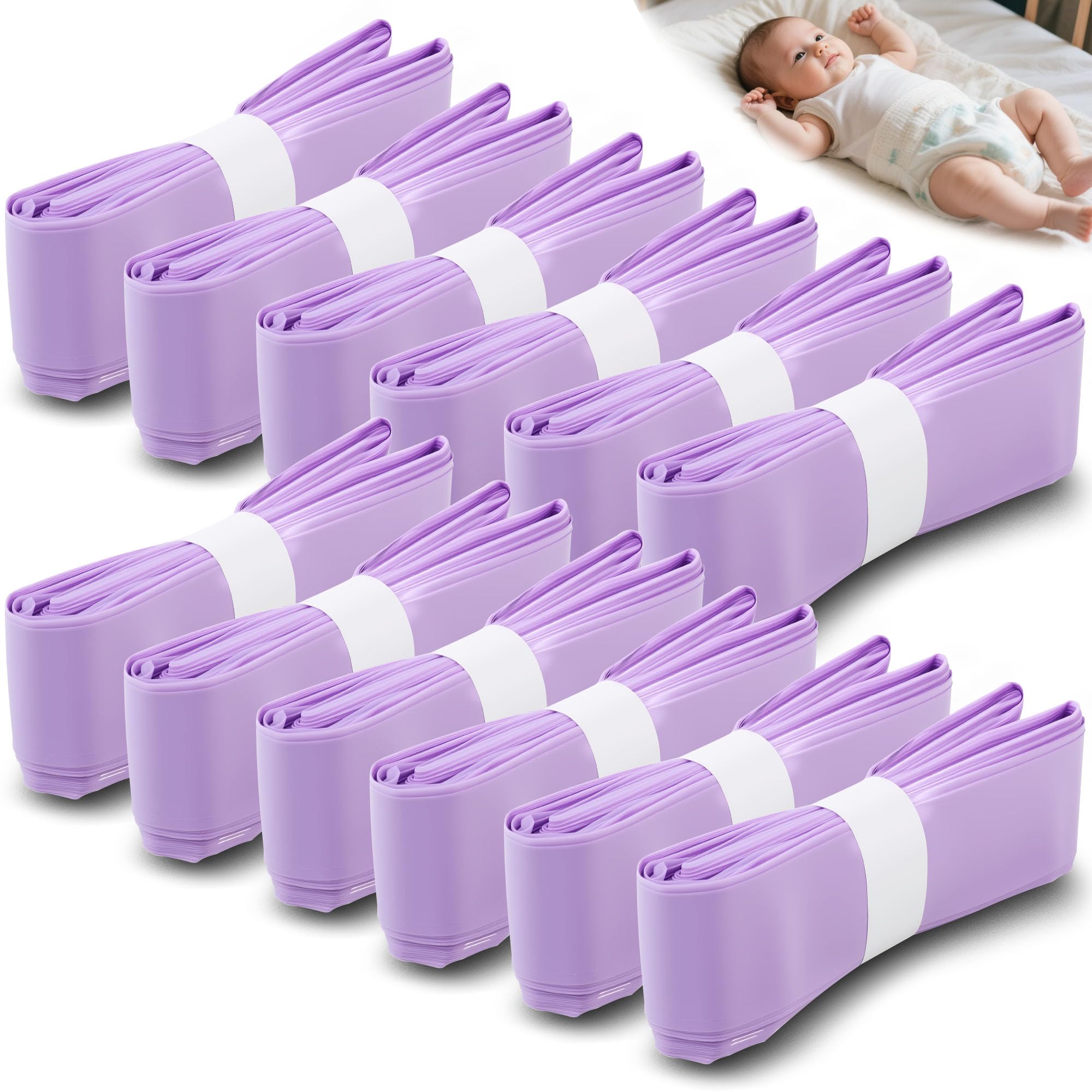 Dubuoza Purple Refill Bags For Cat Litter, Pack Of 12, Compatible Litter Locker Refill Cassette, 4.5 M Nappy Bin, Refill Cassettes, Cat Bucket, For Most Rubbish Bins, Nappy Containers And Cat Litter