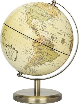 Annova Antique Globe Educational/Geographic/Modern Desktop Decoration - Stainless Steel Arc and Base - for School, Home, and Office Antique 5.5 Spanish