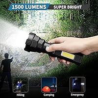 Vista 2 de Led Solar Flashlight, 1500 Lumens Led Solar Handheld Rechargeable Flashlights with IP65 Waterproof, 2000mAh Battery for Survival Emergencies Camping