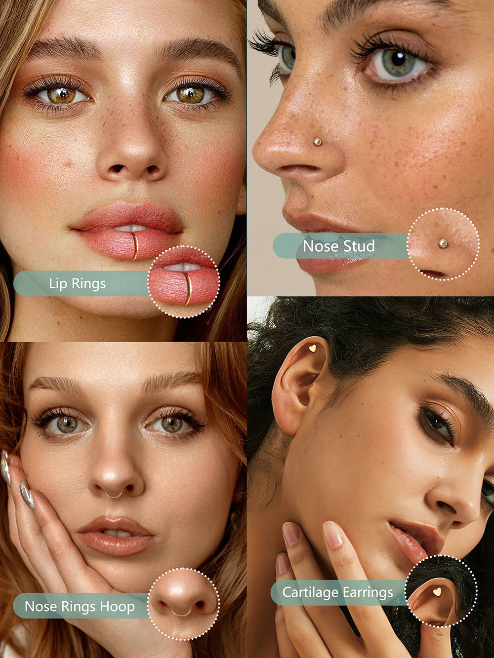 Amazon.com: THUNARAZ 32 Pcs Nose Rings for Women Men