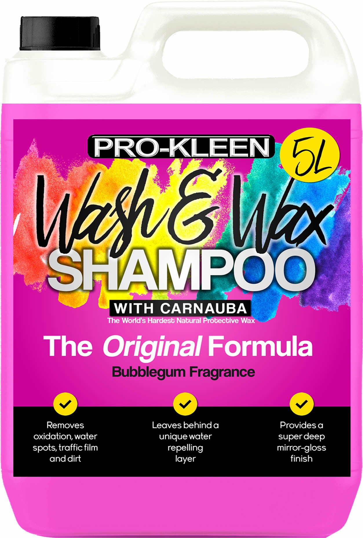 Pro-Kleen 2-in-1 Wash and Wax Shampoo - Bubble Gum Fragrance - 5L