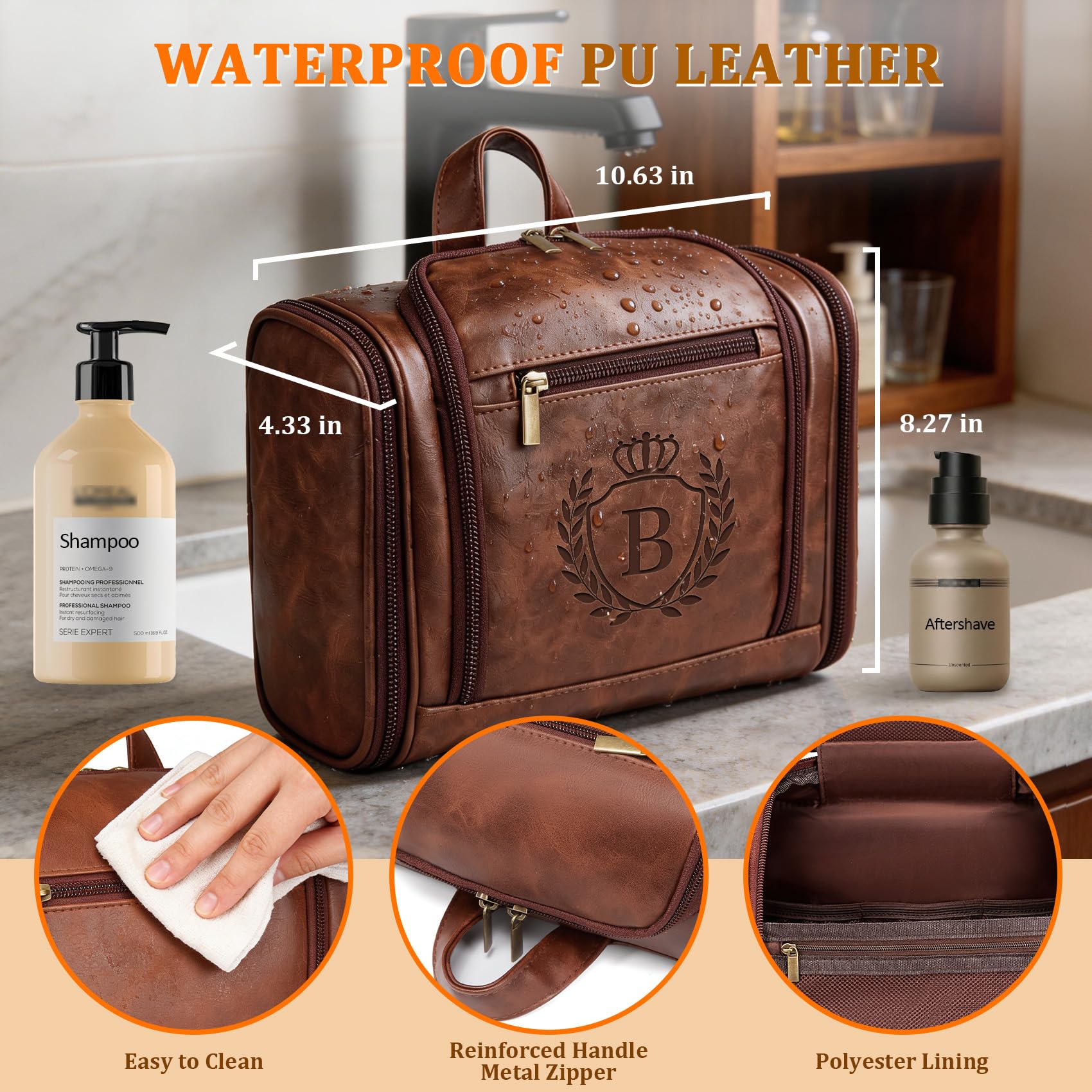 Beauty case in pelle da viaggio Dopp Kit per uomini, papà, marito