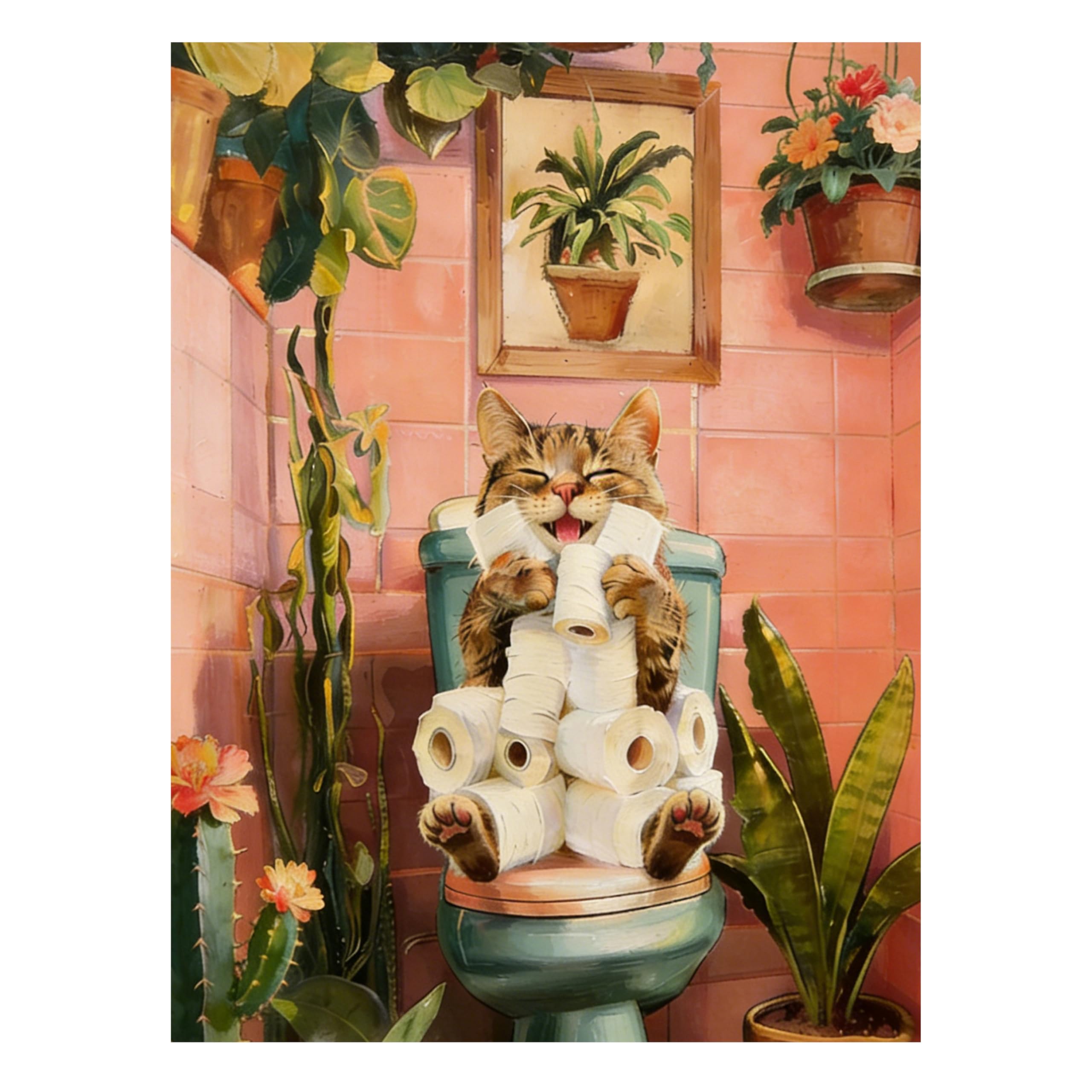 Diamond Art Kits for Adults Diamond Art Painting Kit for Kids Cat Birthday Funny Gifts for Women Her Gem Art Round Drill DIY 5D Diamond Painting Adult Craft Kits Home Bathroom Wall Cat Decor 30*40CM