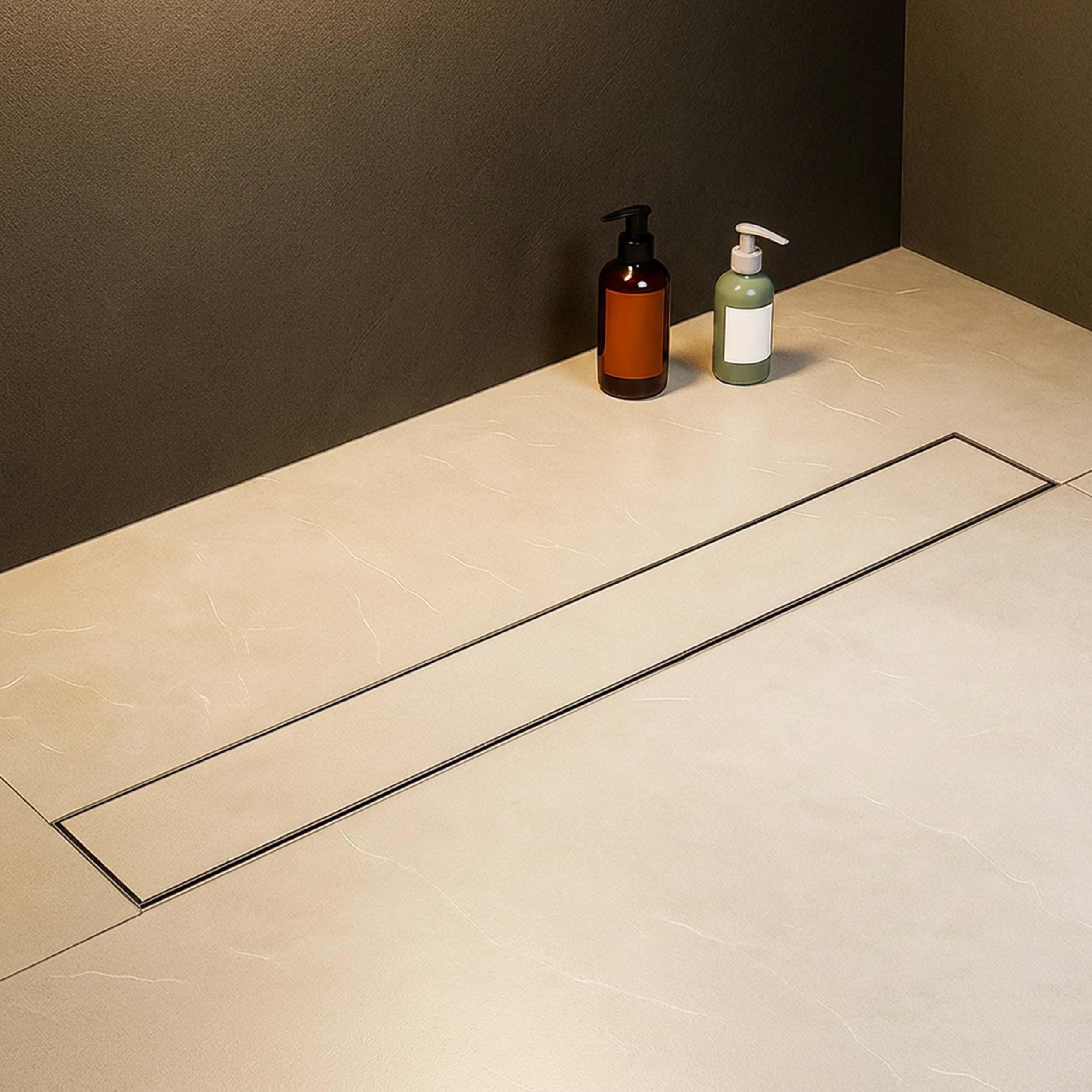 LIPKA Rectangular Tile Insert Shower Drain Channel | 18 x 3 Inches | Waste Water Floor Drain for 13mm Tile | 304 Stainless Steel | Invisible Shower Drainer Channel | Anti Cockroach Trap and Side Hole — Amazon image 10