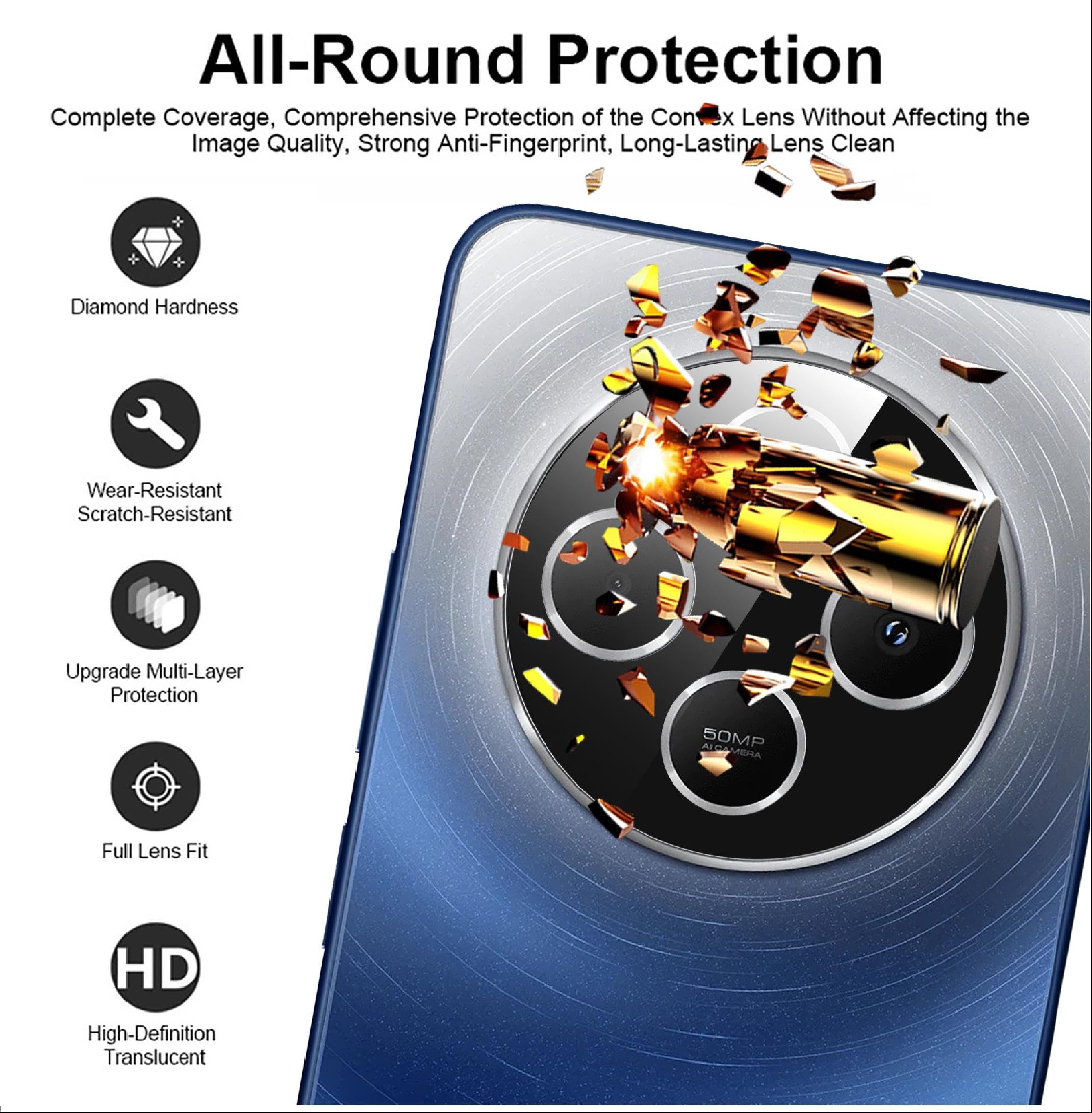 GIOPUEY 2 Pack Protector de Lente de Cámara Compatible con Vivo V50