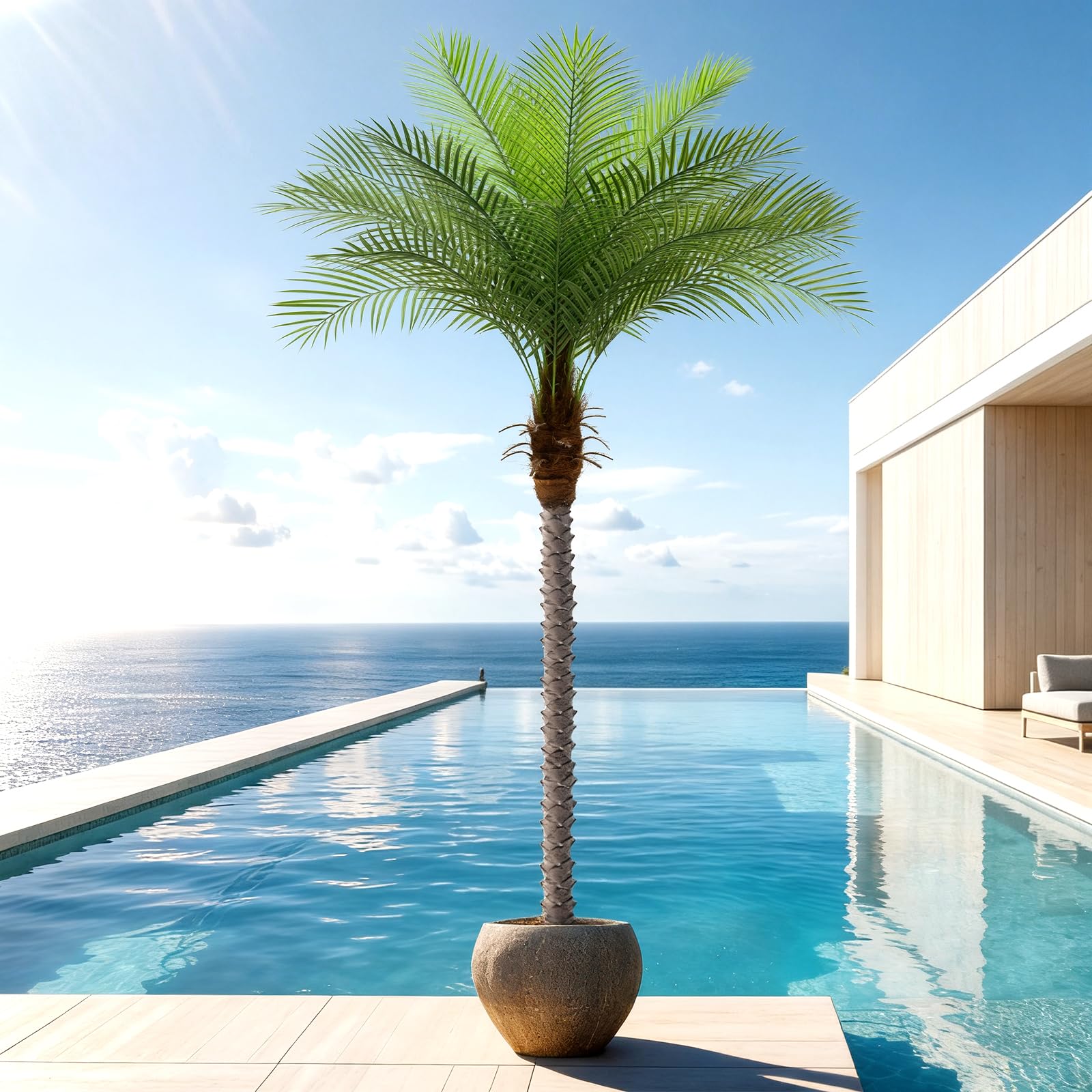 7ft Artificial Phoenix Palm Tree, Faux Coconut Silk Tropical Fake Palm Plant for Indoor Outdoor Home Office Patio Bathroom Pool Coastal Decor