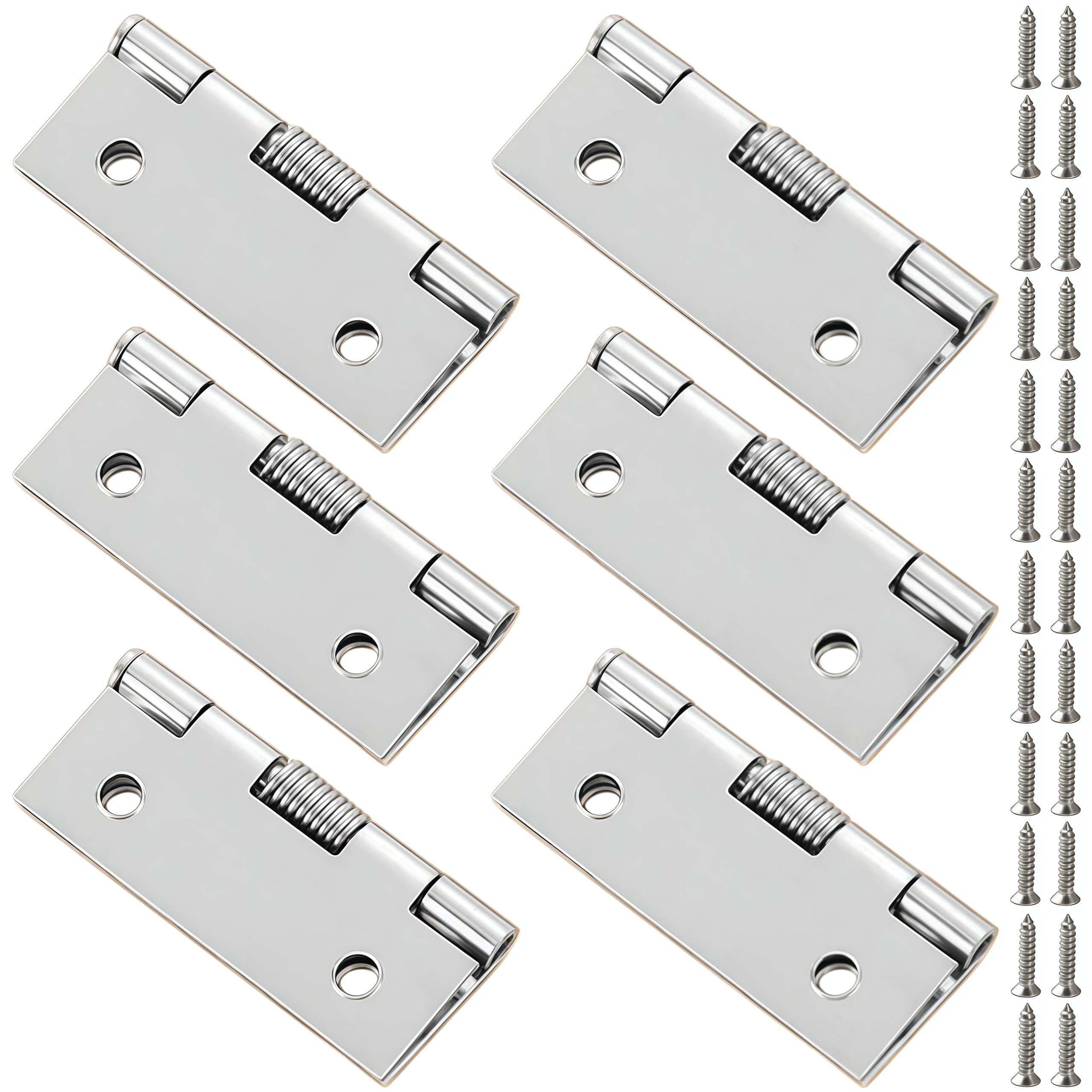 Vbnexyr Regular Folding Hinge 6 Pack Of Stainless Steel Detachable Spring Hinges Automatic Closing Concealed Return Hinges 2 Inch Internal Spring Hinges