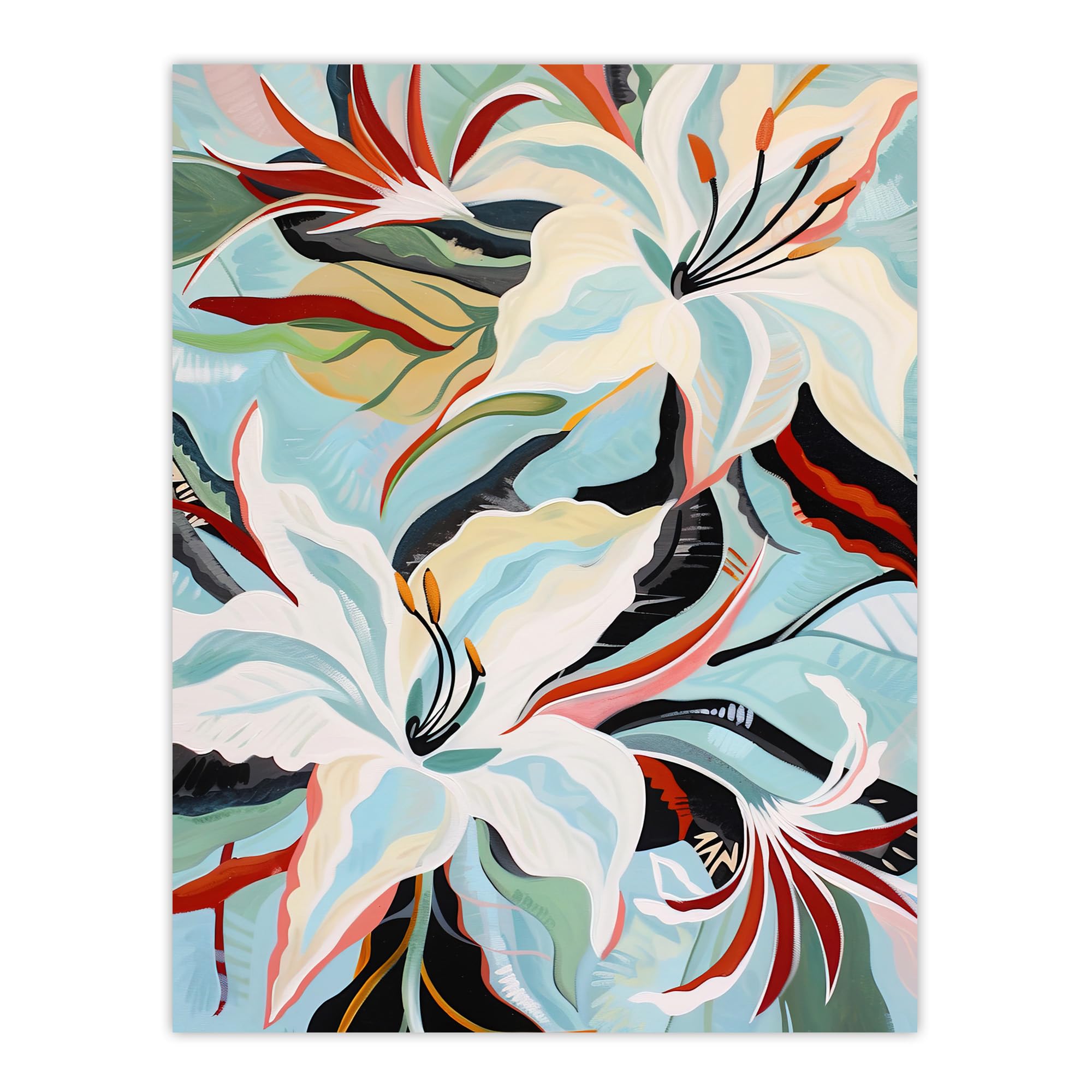 Artery8 Oriental Lily Flower Bouquet Abstract Floral Bedroom Large Wall Art Poster Print Thick Paper 18X24 Inch