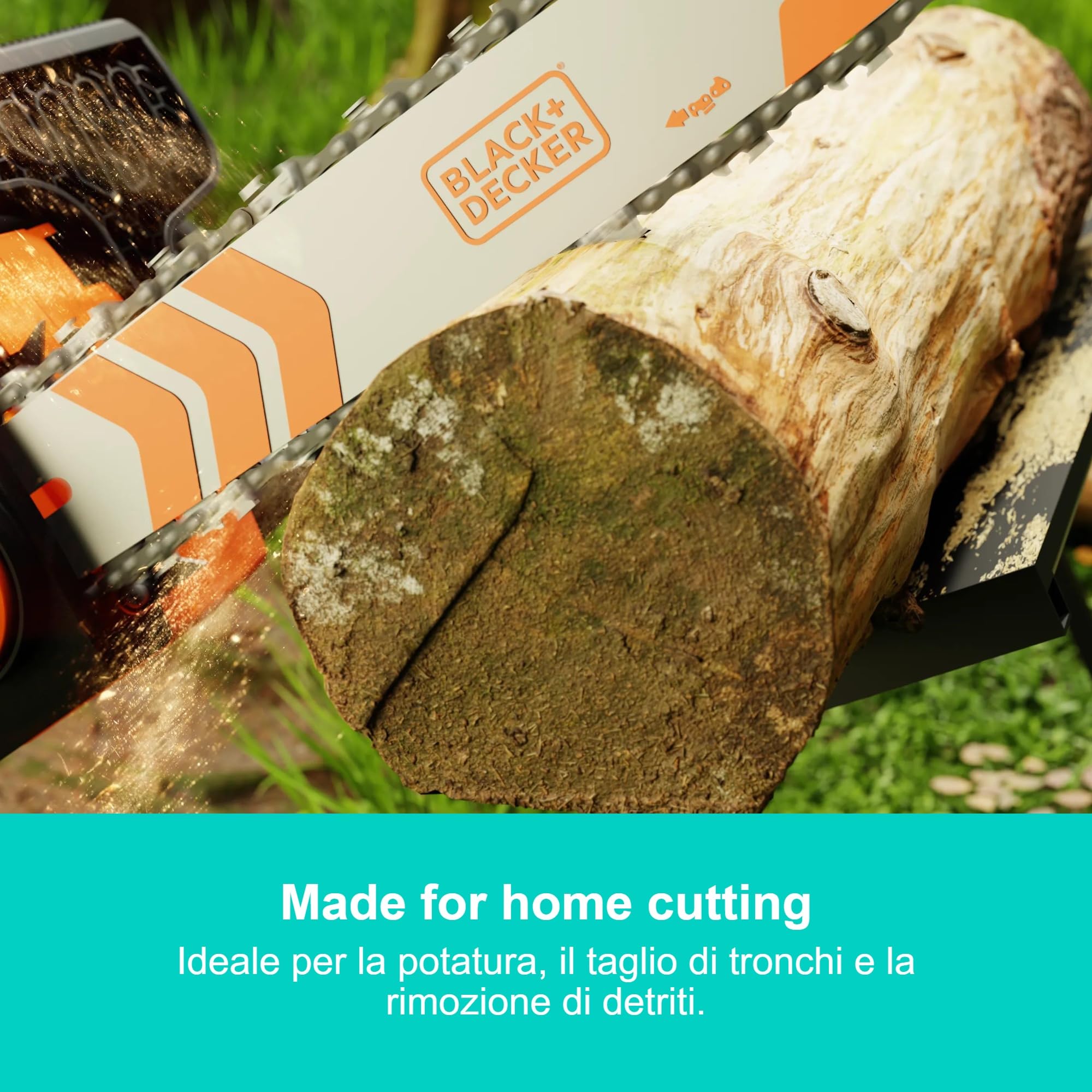 BLACK+DECKER Motosega elettrica con filo da 1800W, 35cm, con freno catena, BECS1835-QS