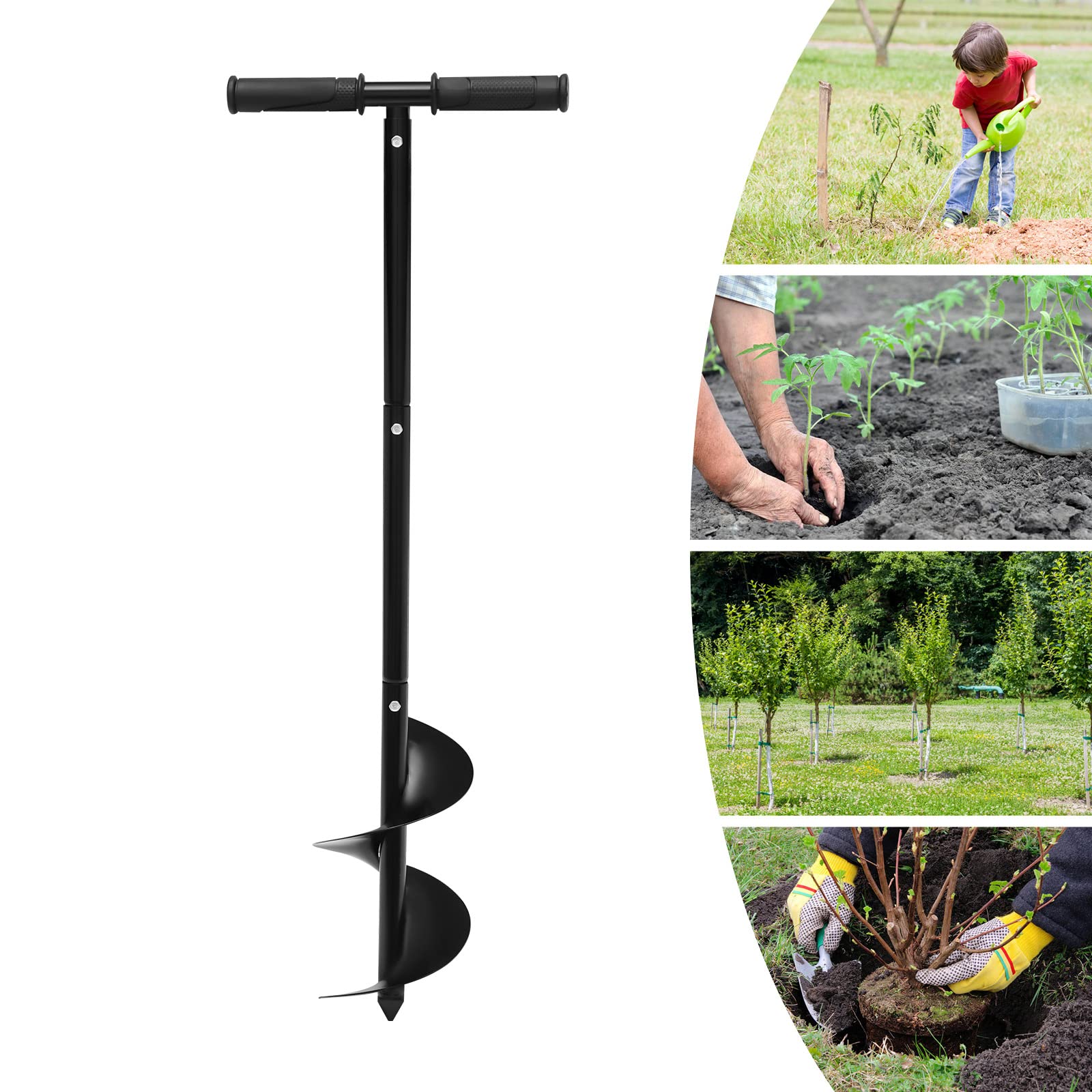Manuelle Erdlochbohrer YUNRUX 150 mm Erdbohrer Gartenbohrer Set Manuelle Motorhacke Erdbohrung Kultivator Schnecken Spiralbohrer Pfahlbohrer Menschtrieb Pfostenbohrer ‎Handerdbohrer （6 Bohrer Bit）