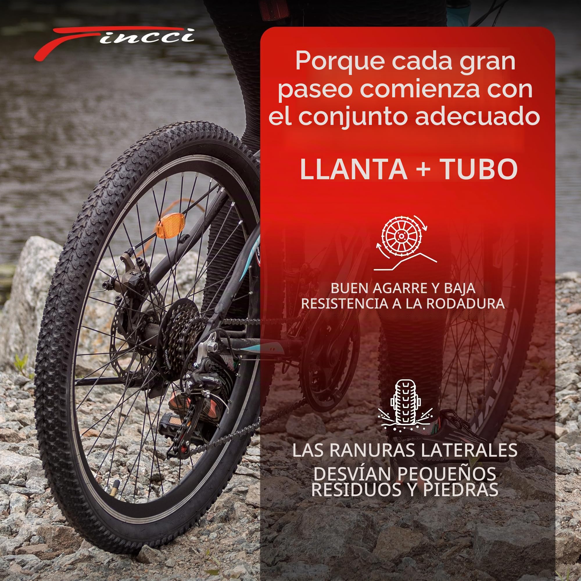 Fincci Cubiertas MTB 26, Plegable Neumáticos Bicicleta 26 x 2.1 Pulgadas 60 TPI - Camara Bicicleta 26 Presta, Gomas 57-559 para Carretera Bici, MTB Montaña E Bike - Pack de componentes para Ciclismo