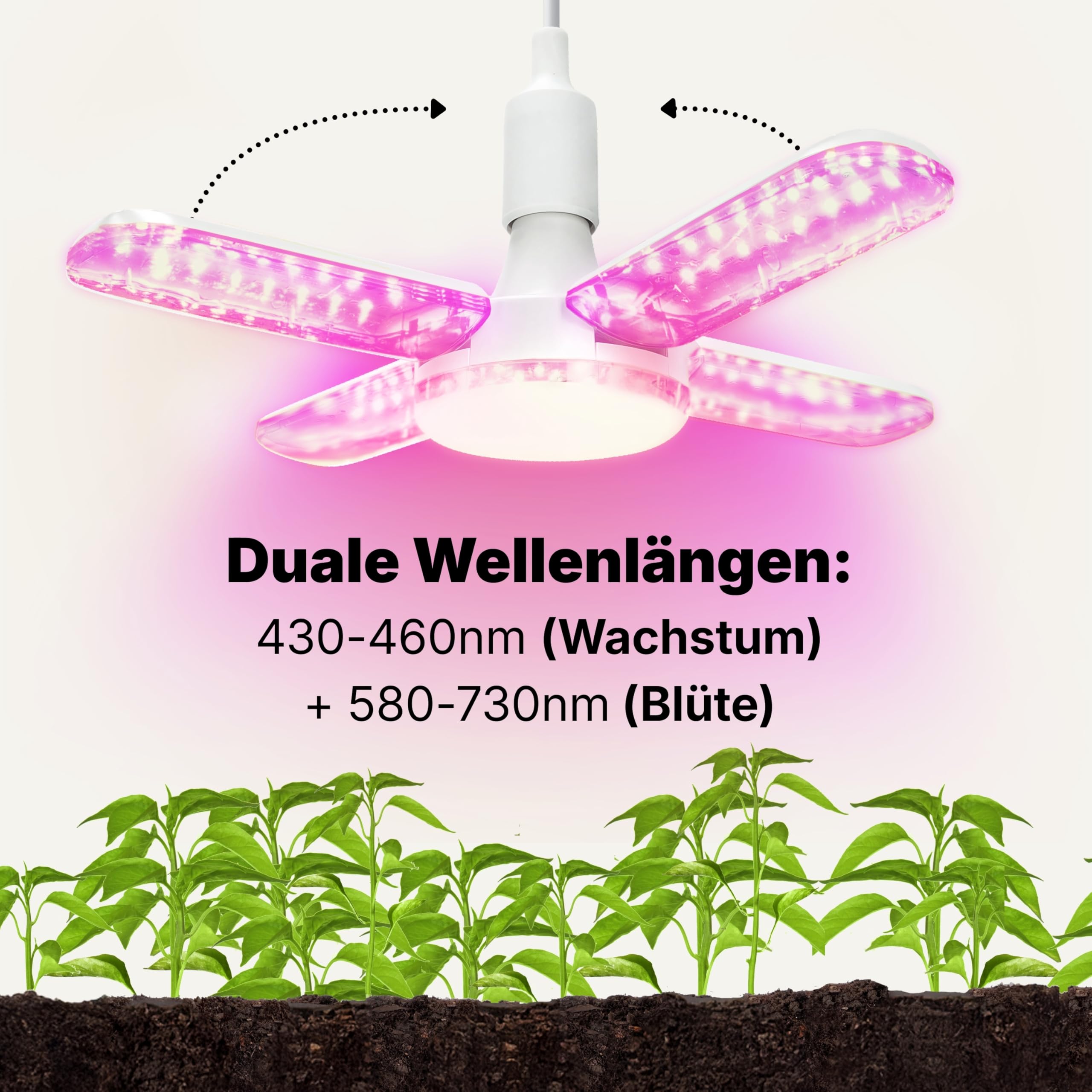 Vollspektrum Pflanzenlampe LED, 275 PPFD, für Zimmerpflanzen