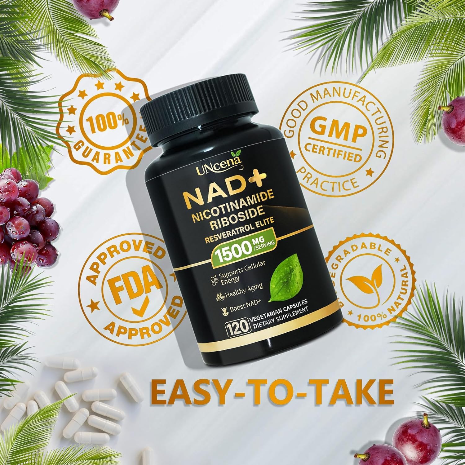 NAD Supplement 1500mg - Liposomal NAD+ Resveratrol - 240 Capsules — Amazon image 6