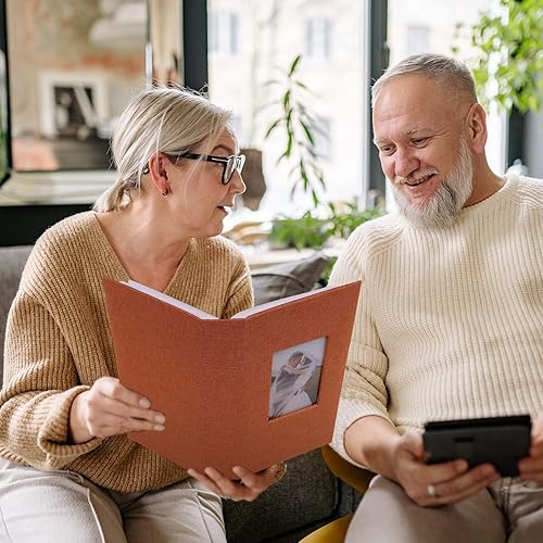 Miniatura 5 de Álbum de fotos de 4 x 6 pulgadas, 300 fotos, cubierta personalizada, libro de fotos para boda, bebé, aniversario familiar, libro de fotos, naranja,