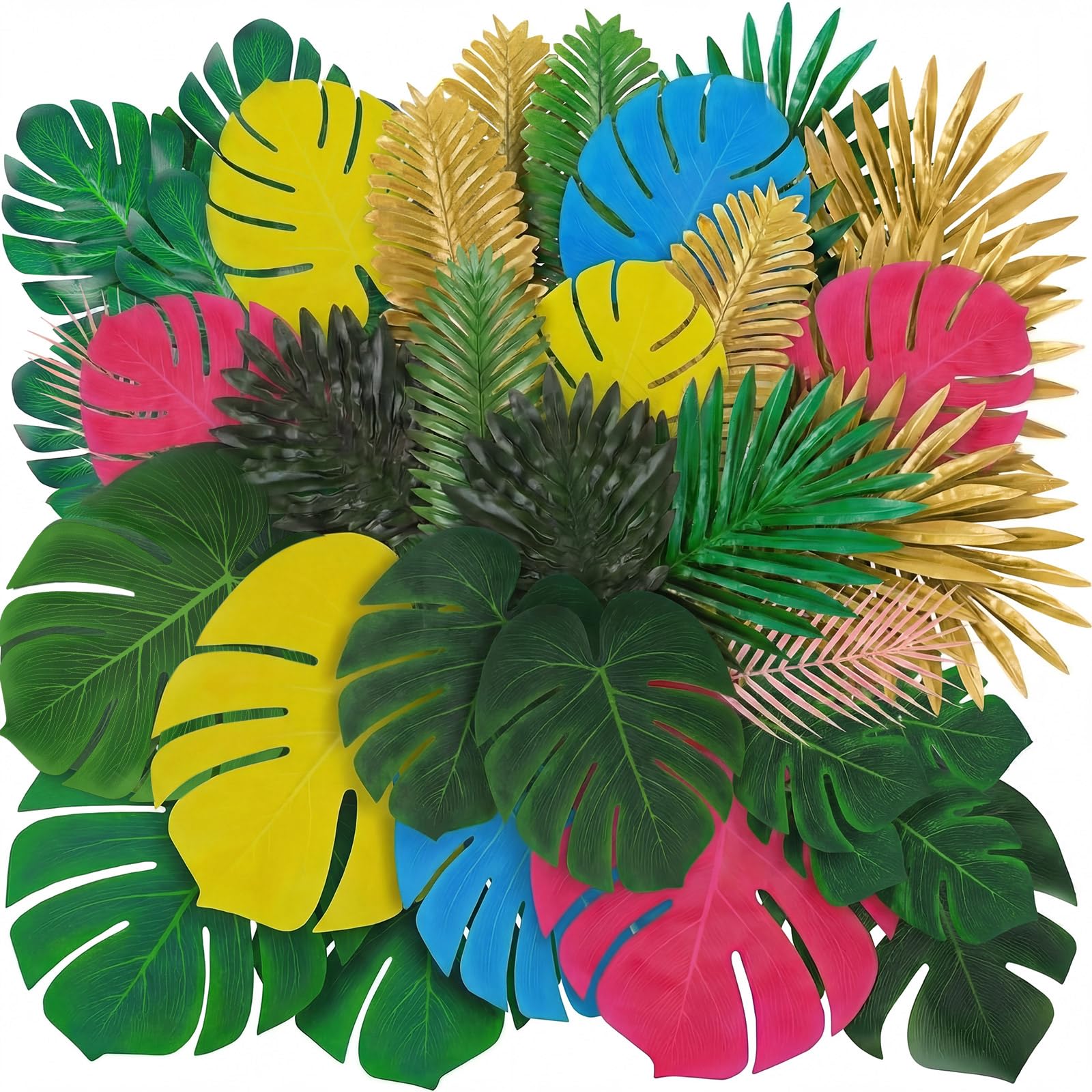 Photo 1 of Glitinsel 84 Pcs Artificial Monstera Palm Leaves Set