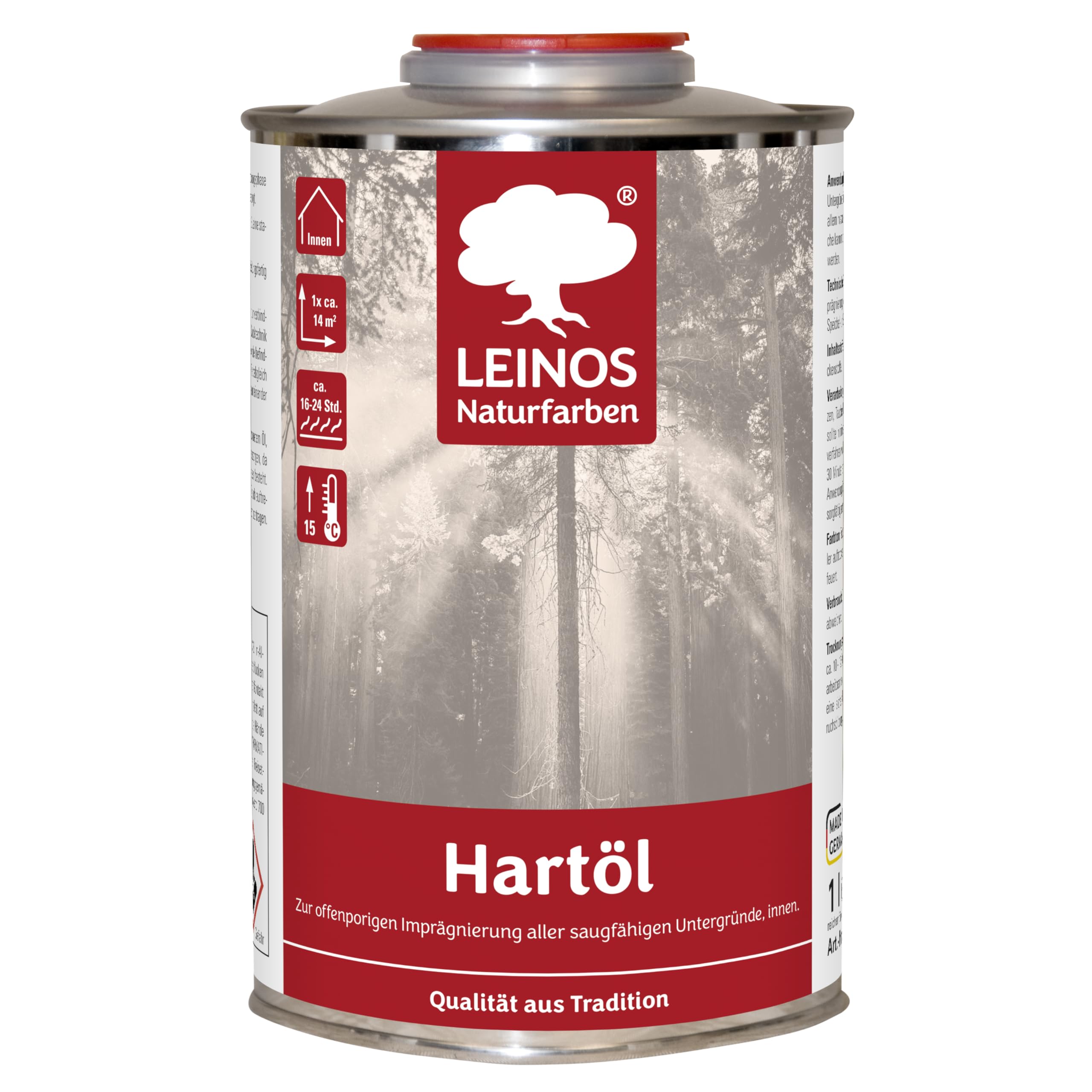 LEINOS Aceite para madera 1 l | Aceite duro incoloro para mesas, muebles, encimeras | Aceite para muebles de roble teca para un sellado eficaz y una protección duradera en interiores