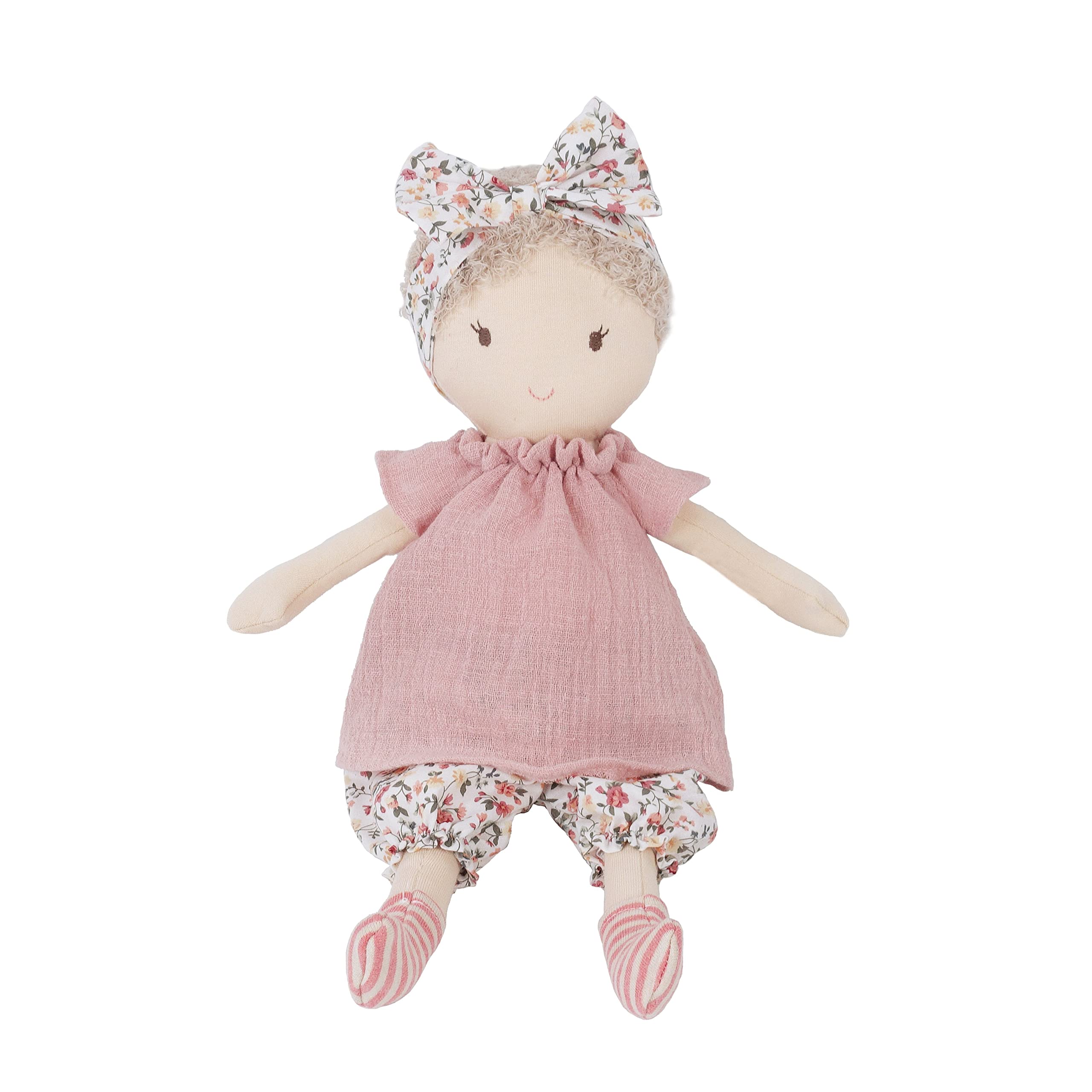 Poppy Baby Doll 15"/38 cm | Soft First Doll with Floral Removable Clothing | Cuddly Plushie Toy for Gifting, Nursery & All Ages
