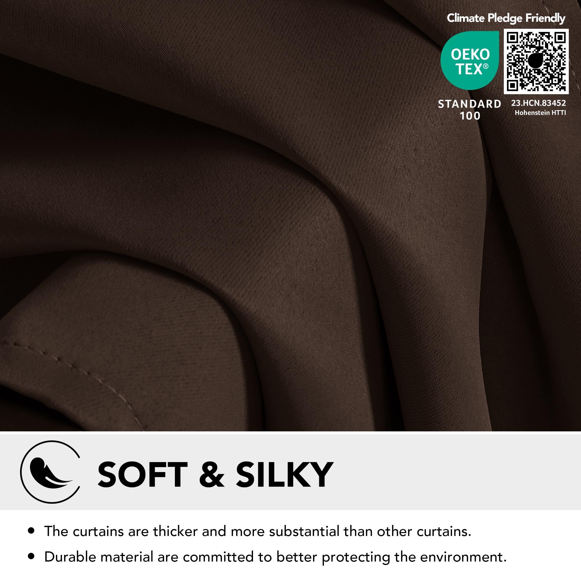 Deconovo Tende Oscuranti per Interni 2 Pezzi 229 CM Altezza, Termiche Isolanti, Anti-Rumore, con Anelli, Ideali per Camera da Letto e Soggiorno, 117x229 CM, Cioccolato