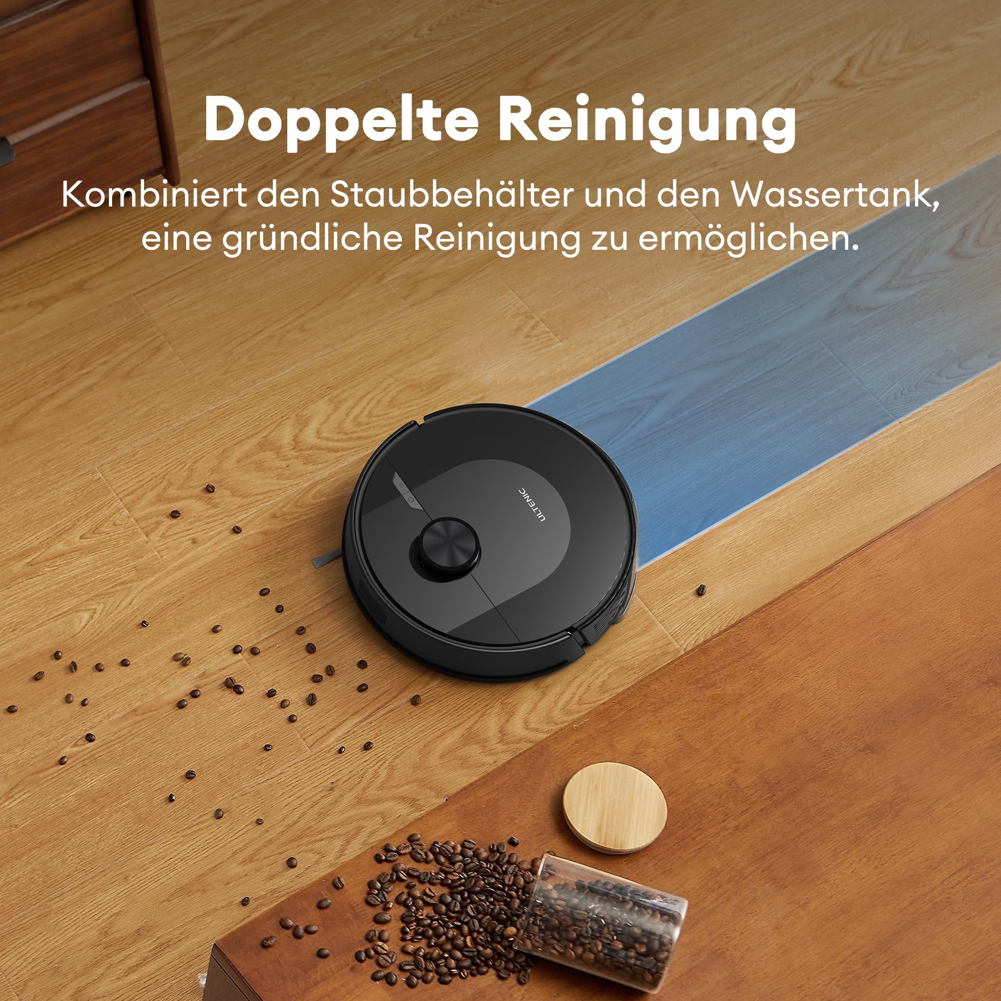 Ultenic D10 Saugroboter mit Wischfunktion 3 in 1, 5000Pa Staubsauger Roboter mit LiDAR Navigation, 50 dB Saugroboter, Roboterstaubsauger mit APP Steuerung, Ideal für Tierhaare, Teppiche, Hartböden