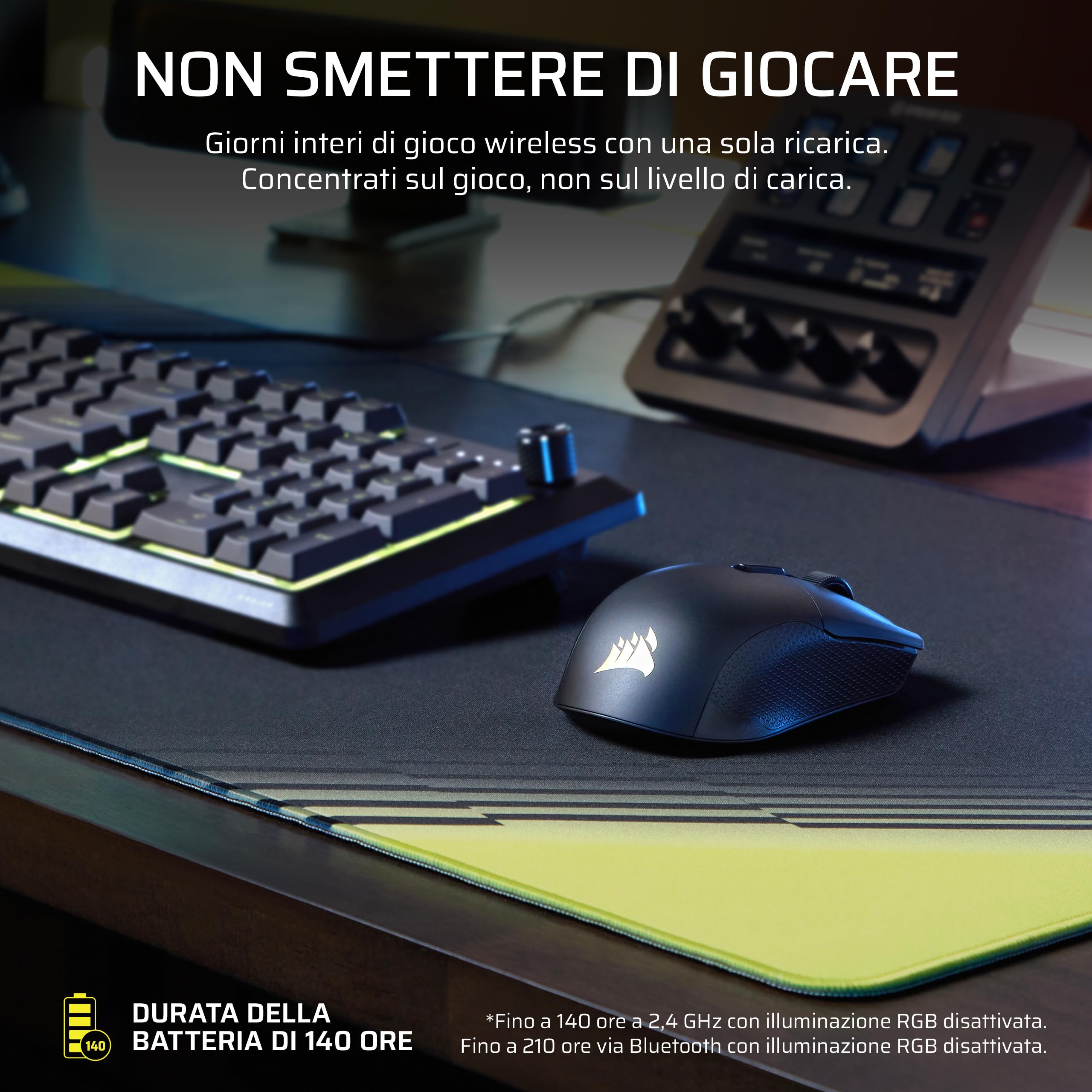 Corsair HARPOON v2 WIRELESS Mouse da Gioco – Nero | 26K DPI, Forma Asimmetrica, 6 Pulsanti Programmabili, Autonomia fino a 140 Ore