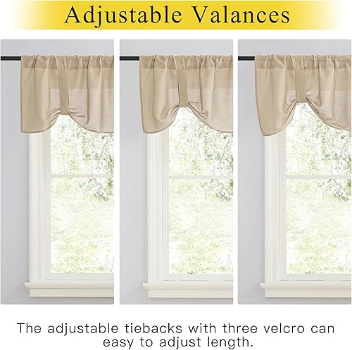 Miniatura 3 de NICETOWN Cenefa de lino para ventanas de cocina, baño, sala de estar, dormitorio, cenefa opaca con aislamiento térmico y bolsillo para barra,
