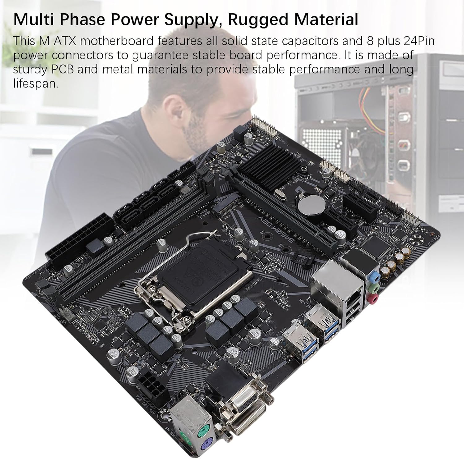 Yoidesu B460M D2V Motherboard, for LGA 1200 PCI E 3.0 Computer Motherboard M ATX DDR4x2 DIMM DVI and VGA Outputs Multi Phase Power Supply Mainboard 64GB
