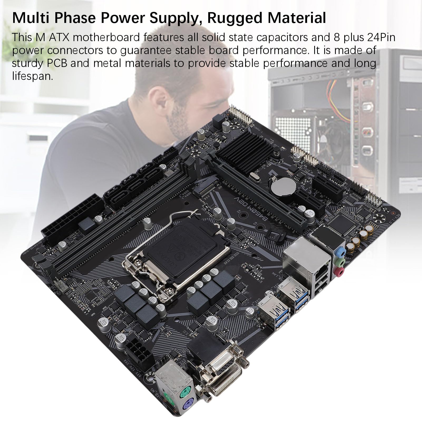 Płyta Główna LGA 1200, Płyta Główna B460m do Gier dla Komputera Stacjonarnego DDR4 2933 2666 2400 2133 MHz Podwójny kanał z 6xserial ATA III 1xm.2 na 10. Generacji dla Rdzenia,