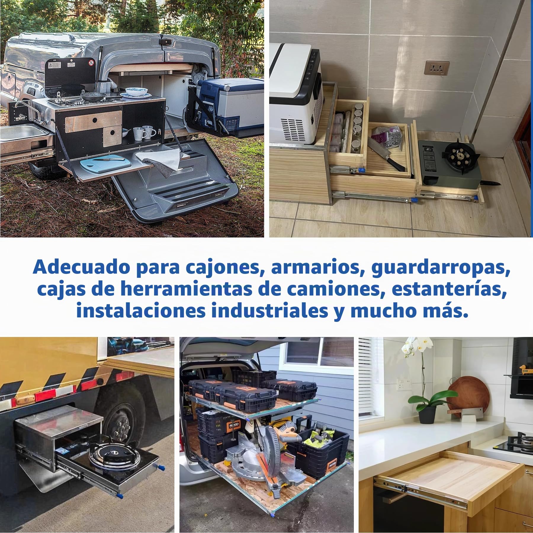 Guías Correderas para cajones con bloqueo integrada 800mm, Correderas Rodamiento de Bolas 99 KG Capacidad Rieles Guías Laterales para muebles,armarios,vehículos,Baño, 1 par