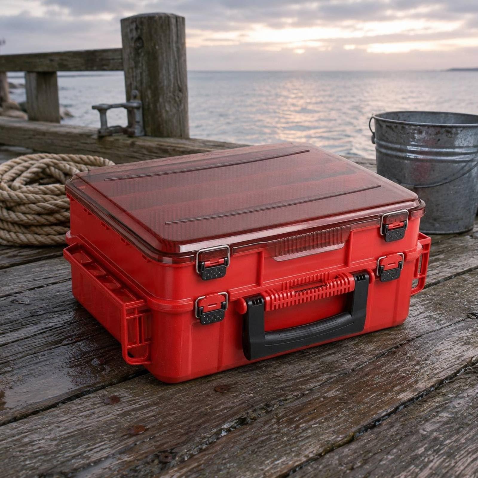 Caja Aparejos Pesca Doble Capa Caja Rígida Pesca Almacenaje
