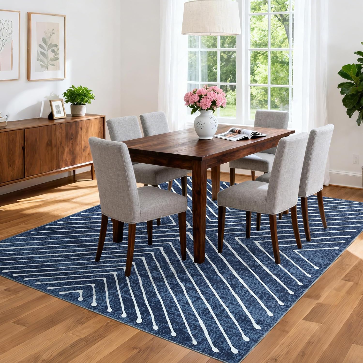 Tapis lavable antidérapant grand format 200x290 pour un salon sans taches