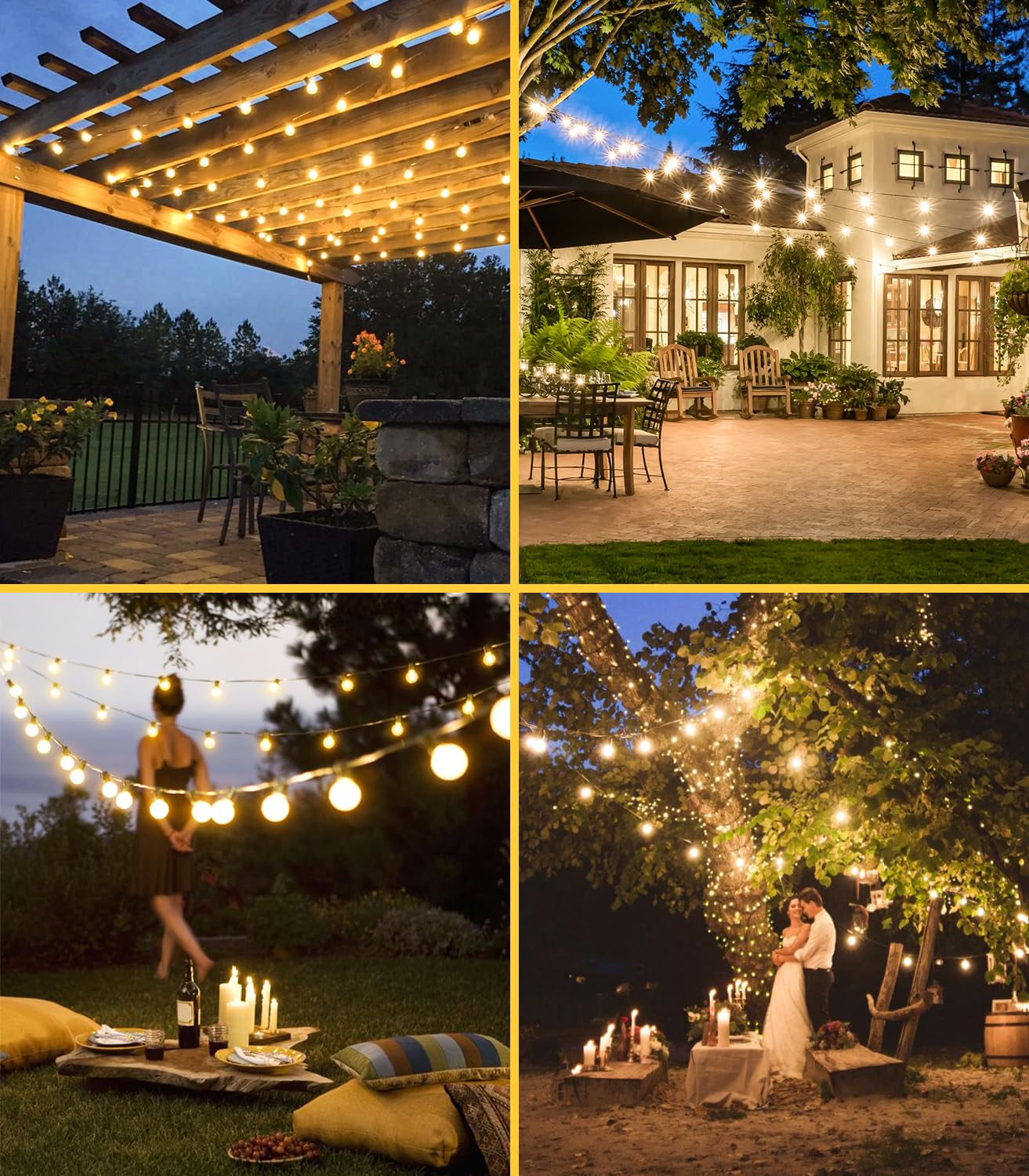 LED Luces Exterior Jardin Guirnalda - Exteriores Guirnaldas 30M G40 100ft Bombillas Luz para Terraza Decoracion Patio Decorativas Iluminacion Cadena Outdoor Lights Garden Impermeable