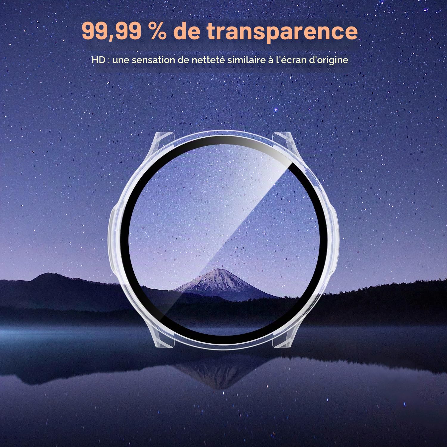 ivoler 3 Pièces Coque Dur PC pour Amazfit Balance 2, Couverture Complète Protection écran en Verre Trempé Étui de Protection Antichoc, Mince Anti-Rayures Bumper Housse (2 Transparent + 1 Noir)