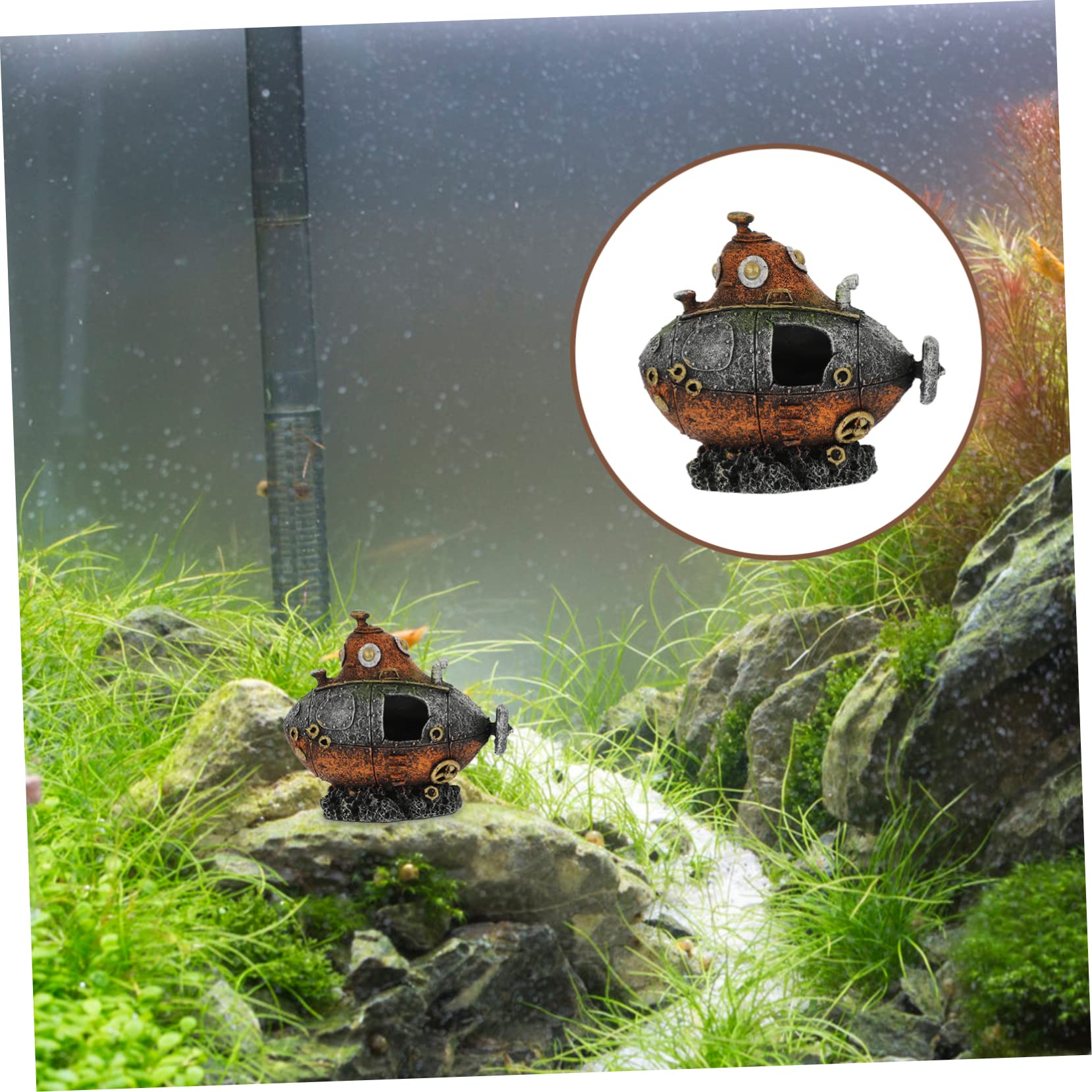 Mipcase 3 Pièces Cachette D'aquarium Cachette De Crevettes Bateau Ornement De Paysage D'aquarium Décor Réservoir Attraper Grotte De Pisciculture Méduse Maison De Crevettes Vide Air Résine