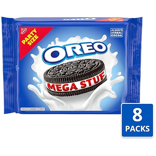 Miniatura 4 de OREO Mega Stuf - Galletas de sándwich de chocolate, tamaño de fiesta, 8 paquetes de 1 libra, 9.35 onzas