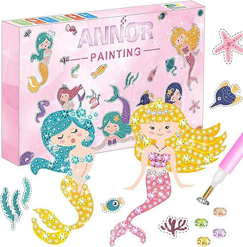 ANNOR Kits de pintura de diamantes para niños de 8 a 12 años, haz tus propios llaveros de arte de gemas, kit de manualidades para niñas, niños