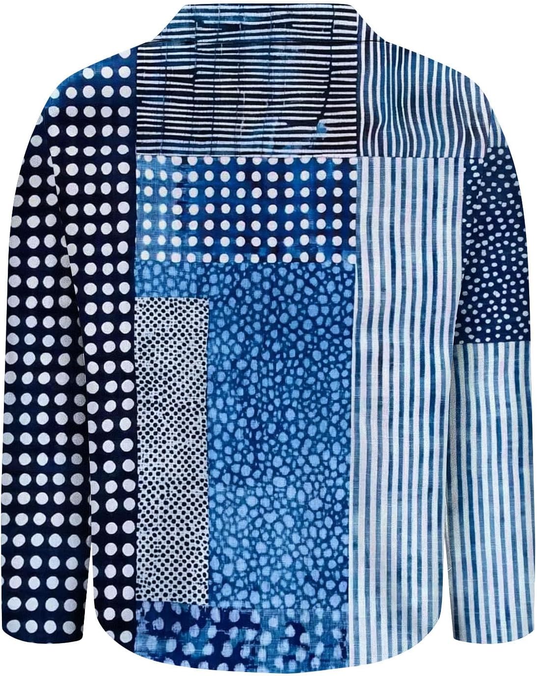 Button Down Shirts for Women Dressy Floral Printed Tops Lapel Long Sleeve Blouse Business Casual Loose Work Tops Blue