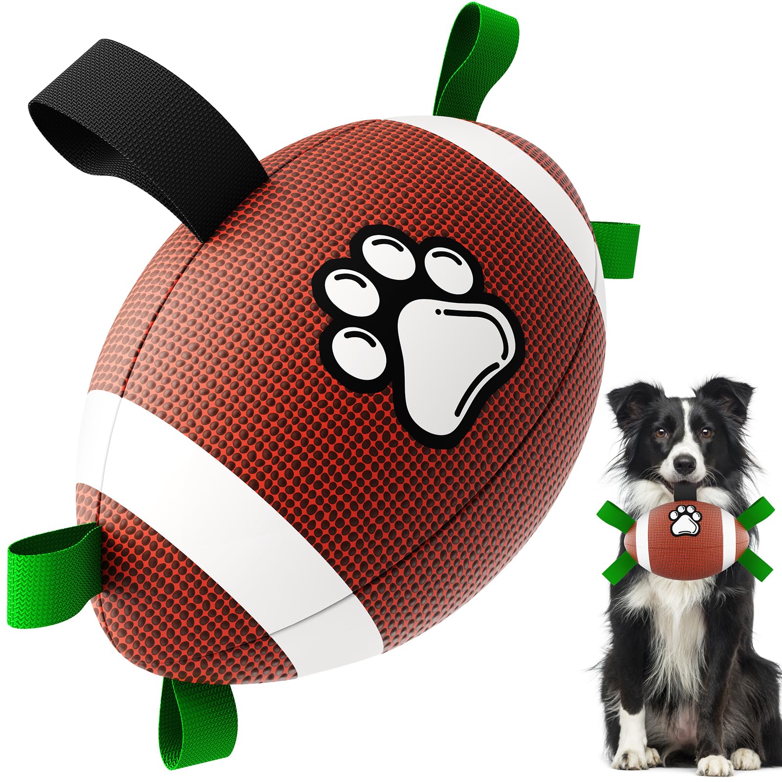 QDAN Dog Toys Football, Interactive Dog Toys for Tug of War,Superbowl Football Party Decorations Favor, Dog Water Toy, Durable Dog Balls for Small &