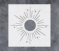 Vista 1 de GSS Designs - Plantilla de sol bohemio de 8 x 8 pulgadas, plantillas reutilizables de rayos solares celestiales para pintar plantillas de rayos