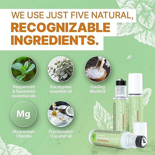 Miniatura 4 de Migrastil Barra de migraña con magnesio. Magnesio tópico para dolores de cabeza ocasionales. Fabricado en los Estados Unidos.
