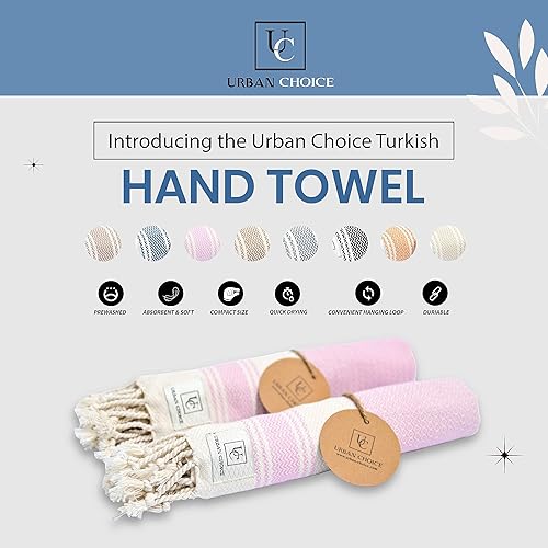 Miniatura 4 de Juego de 2 toallas de mano turcas con lazo para colgar (18 x 38 pulgadas), prelavadas, toallas de mano decorativas multiusos bohemias para baño,