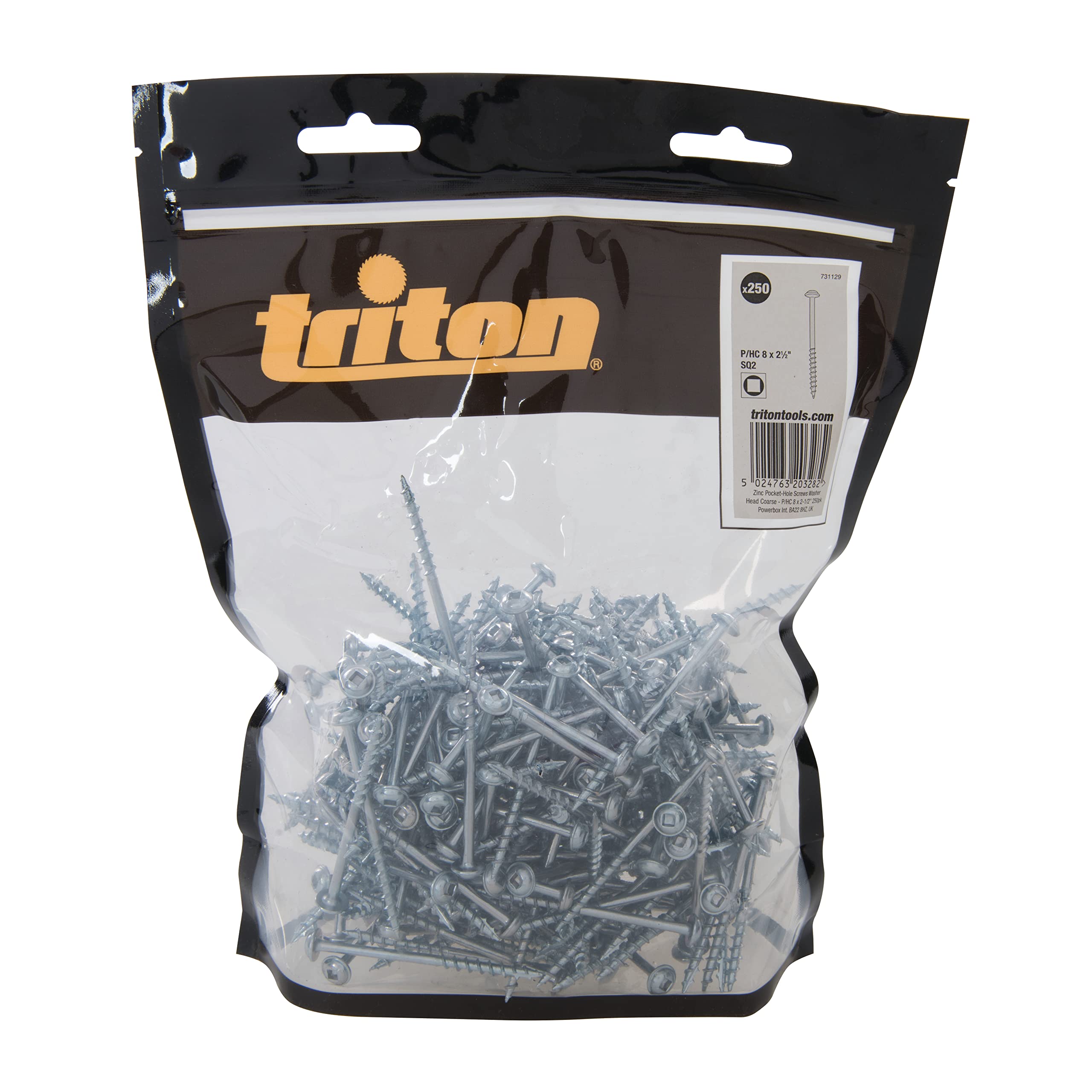 Triton Multi-Colour Zinc Pocket-Hole Screws Washer Head Coarse P/Hc 8 X 2-1/2" 250Pk (731129)