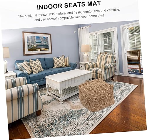 Miniatura 5 de CAXUSD Taburete bohemio para sofá, cojín otomano tapizado, para exteriores, cojín de suelo de tatami, funda de puf otomano, otomano, cuadrado, cojín