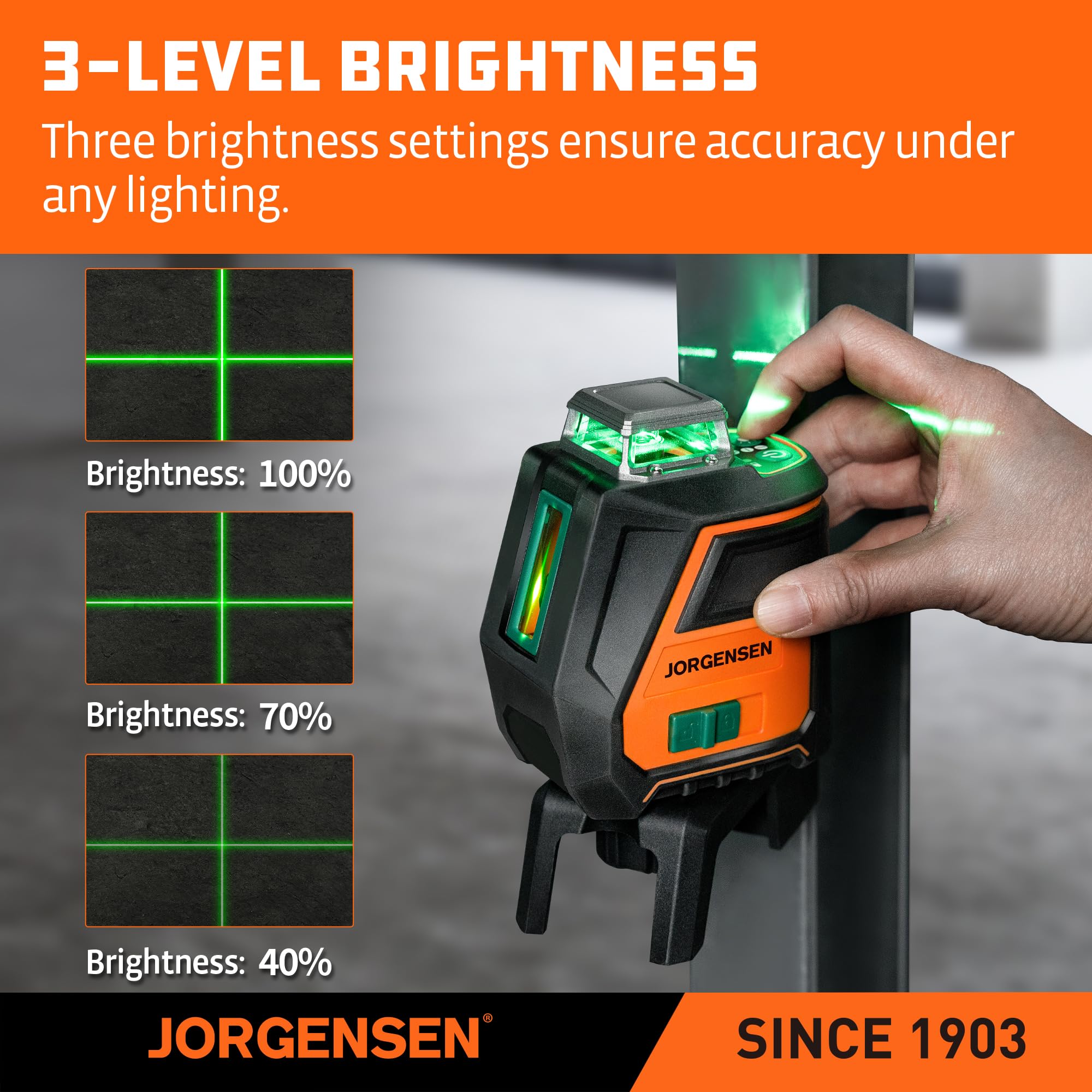 Jorgensen 360° Laser Level - 100FT Rechargeable -4