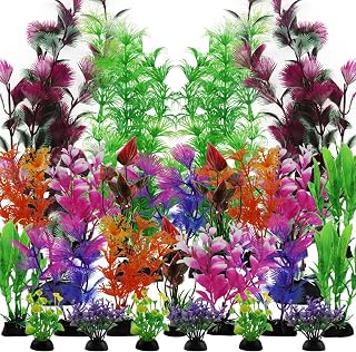 Paquete de 25 plantas de acuario, coloridas plantas artificiales para peceras, decoración para el hogar y la oficina, simulación de acuario, pequeño a grande