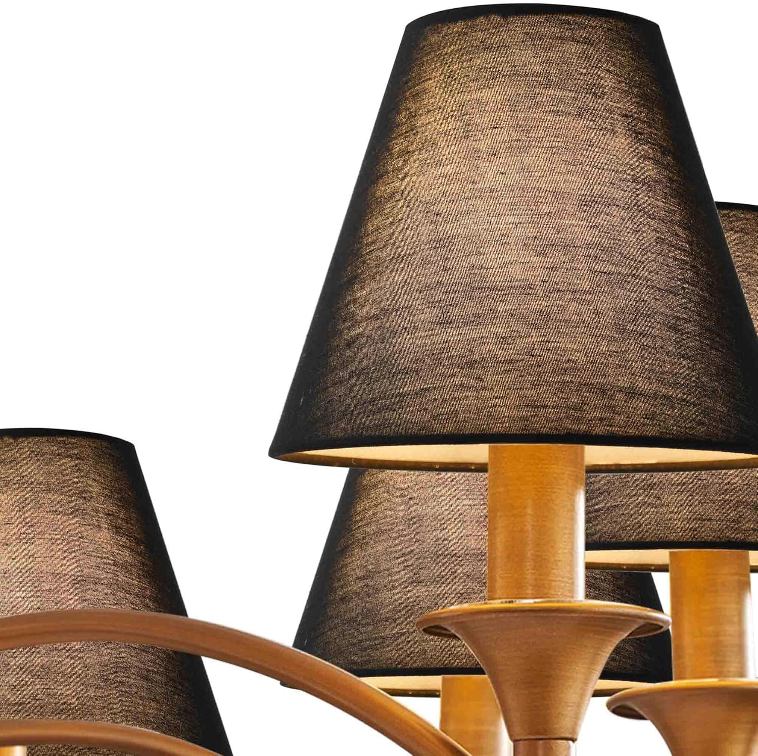 Lampwell Gero Black Clip-on Chandelier Lamp Shades Set of 6, 6" x 3" x H5", Mini Fabric Barrel Shades, For Candle Bulb and Small General Bulb