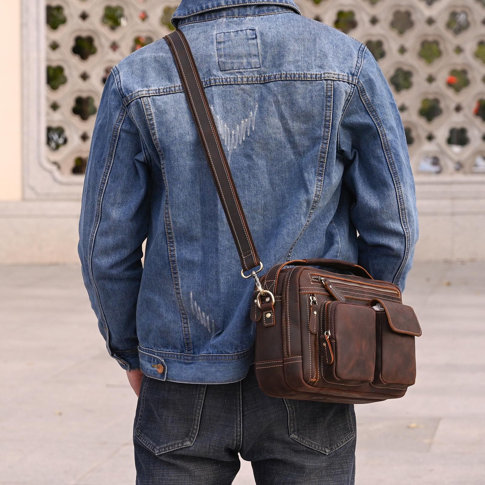 Sacoche Homme Bandouliere, Parfait pour Voyages & Quotidien - Petit Sac Messenger Vintage pour iPad 9,7 Pouces - Sac à Bandoulière Moderne pour Hommes
