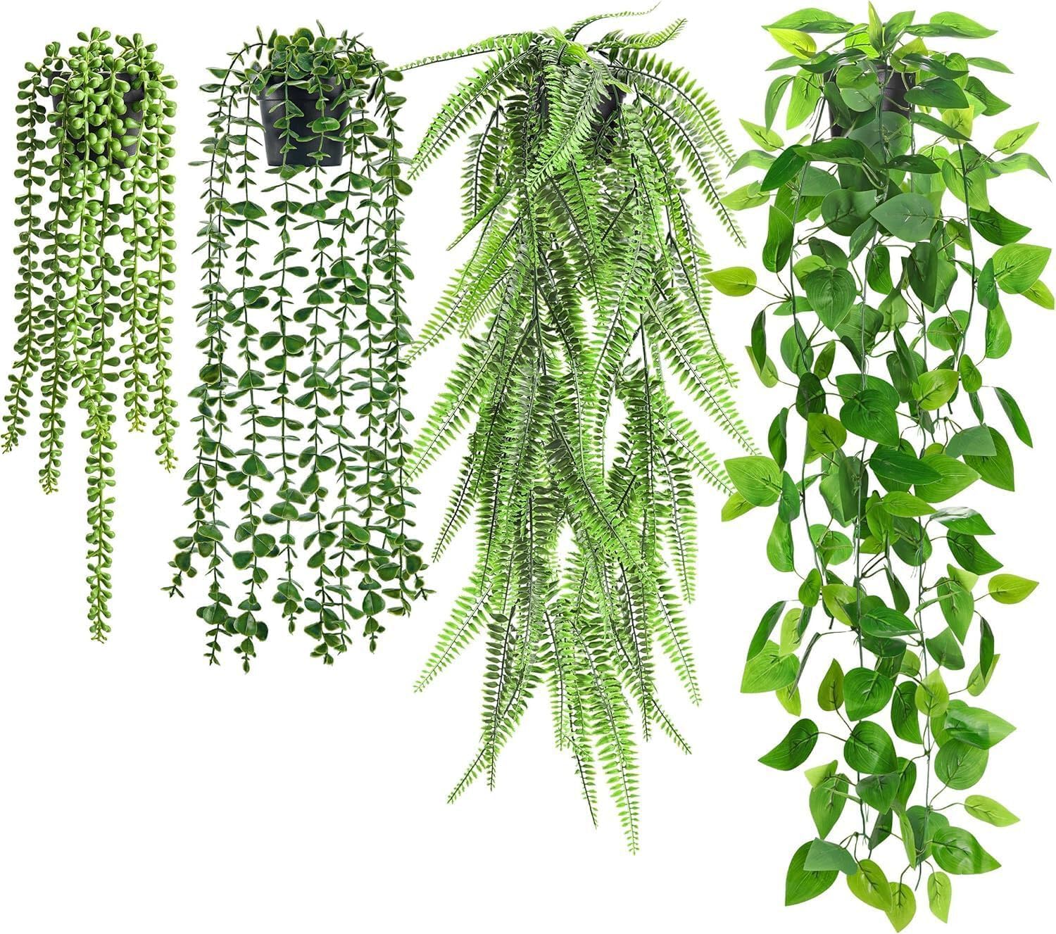 TUXCAXI Hanging Plants String Of Pearls Plant Artificial Long Lasting Indoor Decor Any Environment Fake Plants For Room Kitchen