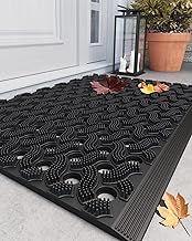COLOR&GEOMETRY Null Geruch TPE fussmatte aussen Heavy Duty Eingang Fußmatte, umweltfreundlich, Keine Wartung, rutschfeste schmutzfangmatte für Haustür, Terrasse, Garage, 43x75cm Schwarz