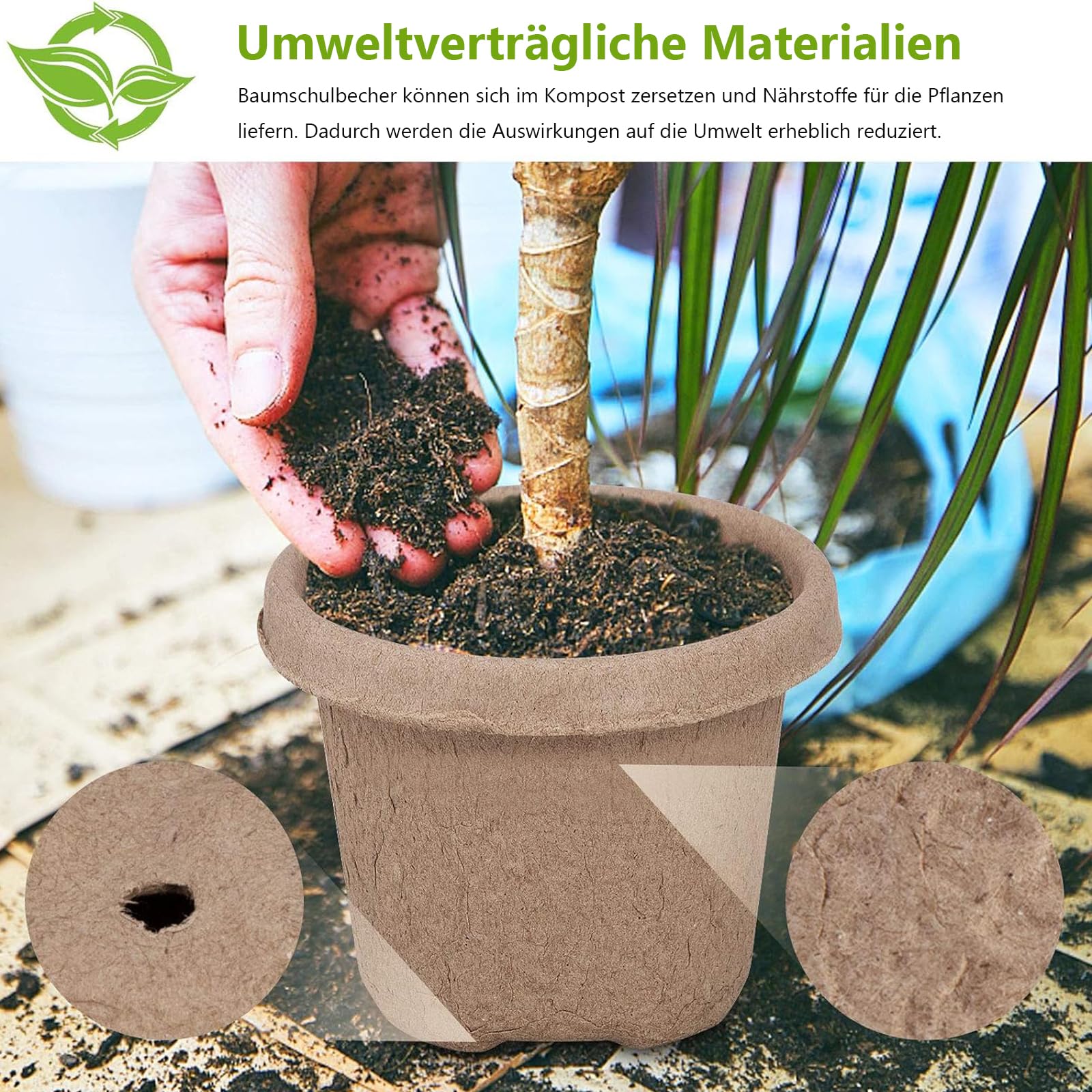30 pcs 11 cm Vasi per Piantine di semi Biodegradabili Pentole di torba Ecologiche Semina Germinazione Della Piantina Giardino (20 Pennarelli in Plastica 2 Attrezzi per Piantare)